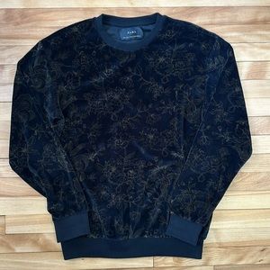 Zara Suede crew neck women black & gold design Size Small